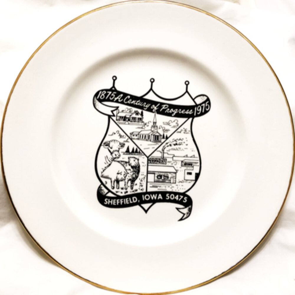 Vintage Souvenir State Plate 1875 Century of Progress 1975 Sheffield, Iowa 💸